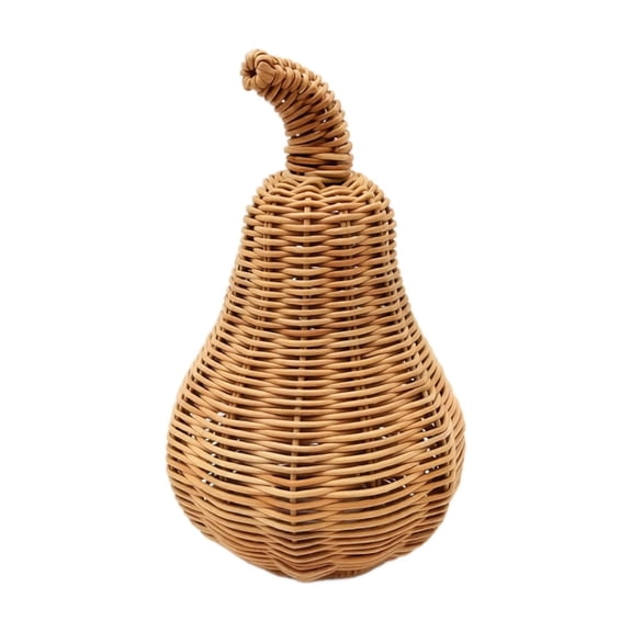 Yashow Elite Premium Handmade Woven Rattan Pumpkin Gourd Table Decor, Rustic Wicker Centerpiece for Everyday Home Living Room Kitchen Farmhouse Tabletop Display, Boho Accent Decor 11.61 inch
