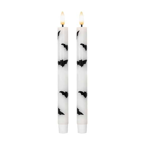 Yashow Flameless Taper Candles with Remote, 9.8 Inch LED Battery Operated Flickering Candles with Bats, Fake Candles for Halloween Party Home Table Centerpieces Decor