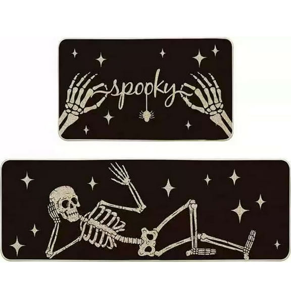 Yashow Halloween Pumpkin Ghost PVC Kitchen Mat, Set of 2