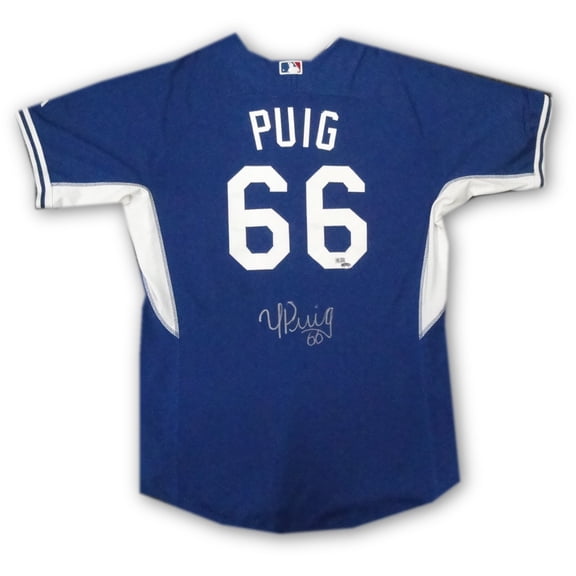 Yasiel Puig Major League Team Issued Signed Auto Practice Dodgers Jersey