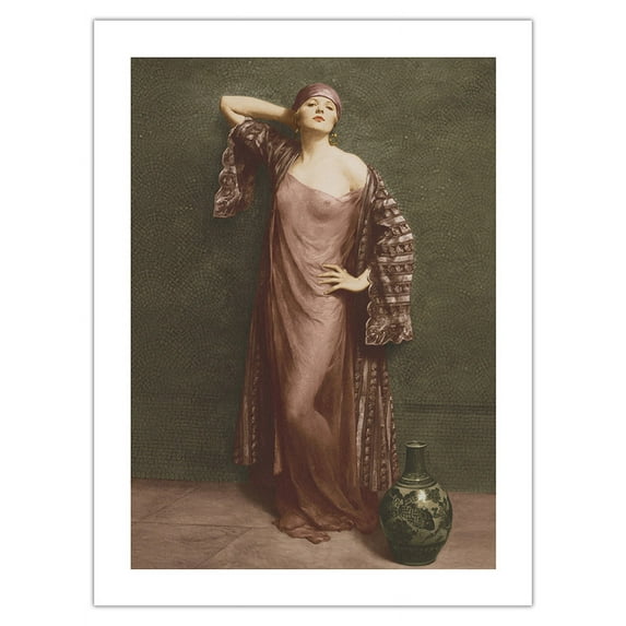 Yasmin Portrait - Classic Vintage French Figure - Hand-Colored Tinted Art - From a French Risque Postcard by Albert Henry Collings c.1905 - Bamboo Fine Art 290gsm Paper (Unframed) 12x16in