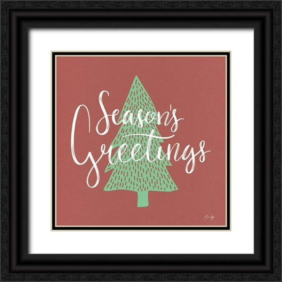 Yass Naffas Designs 15x15 Black Ornate Wood Framed with Double Matting Museum Art Print Titled - Seasons Greetings