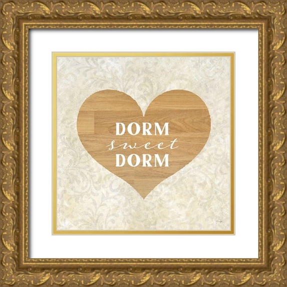 Yass Naffas Designs 15x15 Gold Ornate Wood Framed with Double Matting Museum Art Print Titled - Dorm Sweet Dorm
