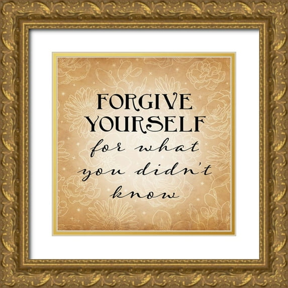 Yass Naffas Designs 15x15 Gold Ornate Wood Framed with Double Matting Museum Art Print Titled - Forgive Yourself