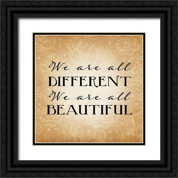 Yass Naffas Designs 20x20 Black Ornate Wood Framed with Double Matting Museum Art Print Titled - We Are All Different