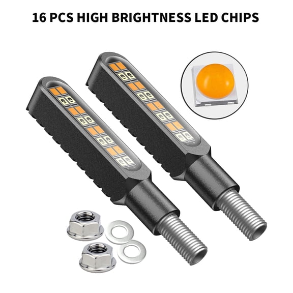 Yassdwbn 2Pcs Universal 16LED 12V Dynamic Flowing Moto Light Turn Signals DRL Indicators