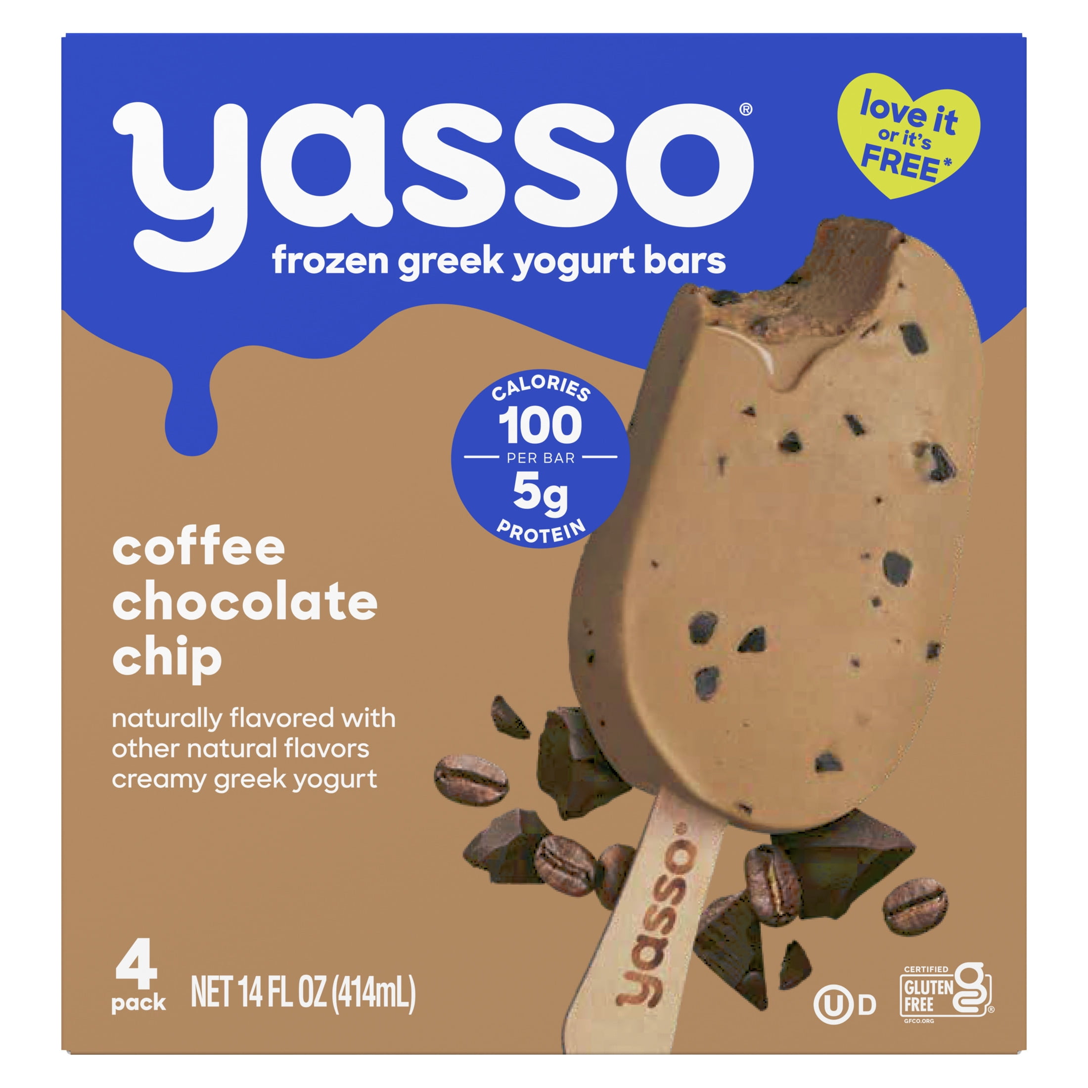 Yasso Frozen Coffee Chocolate Chip Greek Yogurt Bars, Kosher