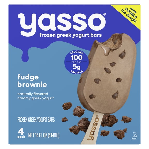 Yasso Frozen Fudge Brownie Greek Yogurt Bars, Kosher 4 Count