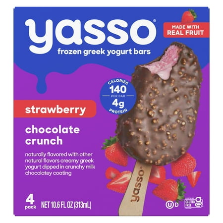 Yasso Frozen Greek Yogurt Bars Strawberry Chocolate Crunch Bars 2.65fl oz 4 bars