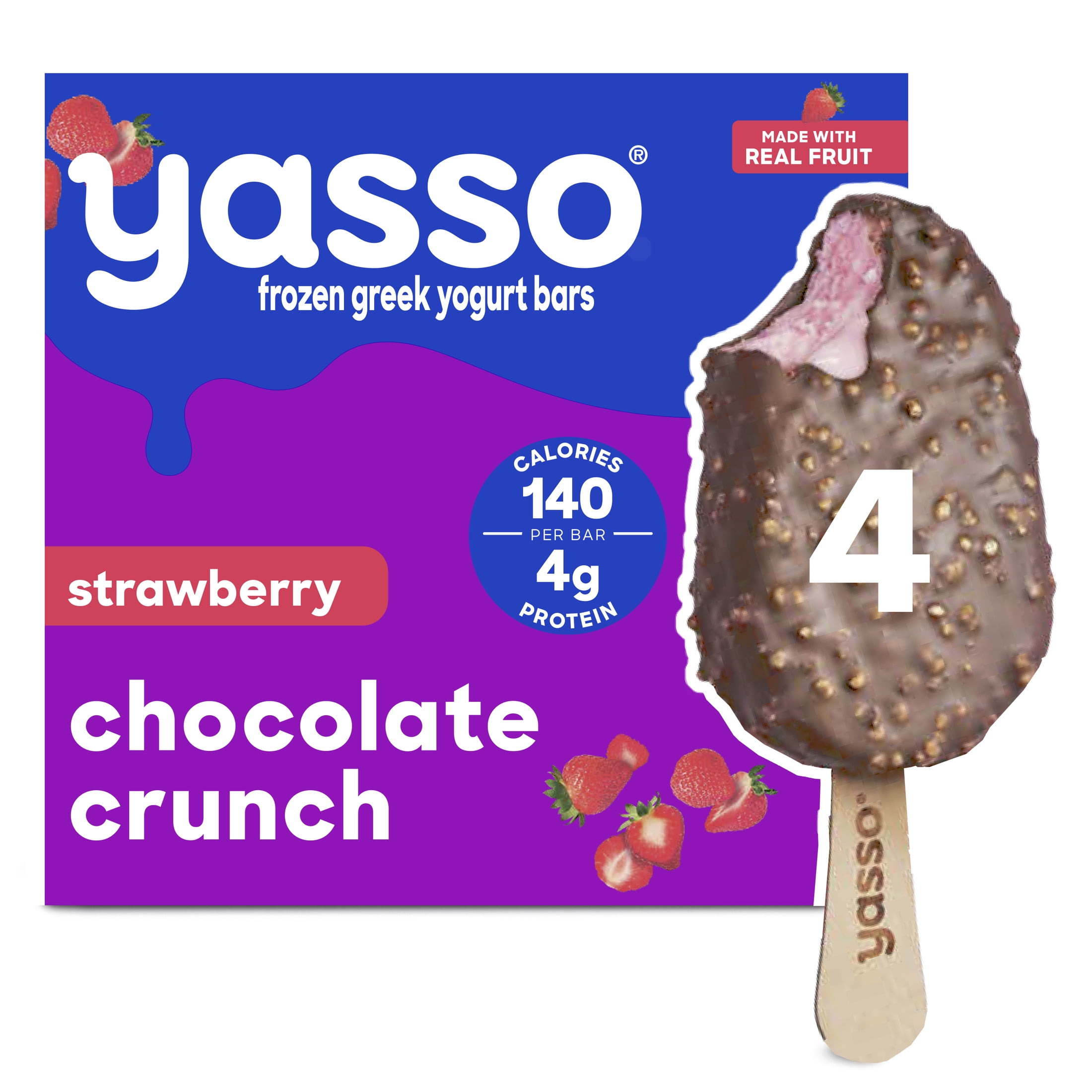 Yasso Frozen Greek Yogurt Bars Strawberry Chocolate Crunch Bars 2.65fl oz 4 bars