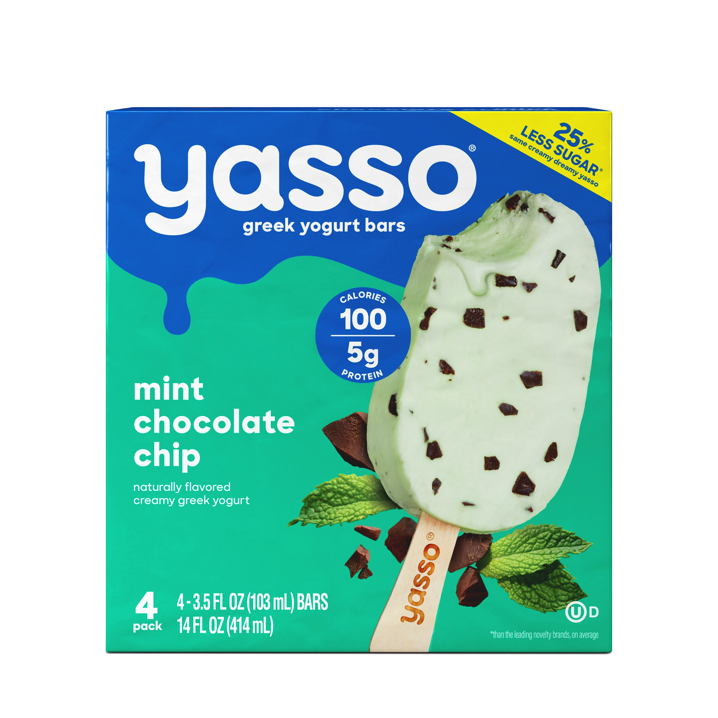Yasso Frozen Greek Yogurt Chocolate Chip Cookie Dough Bars, 4 Count
