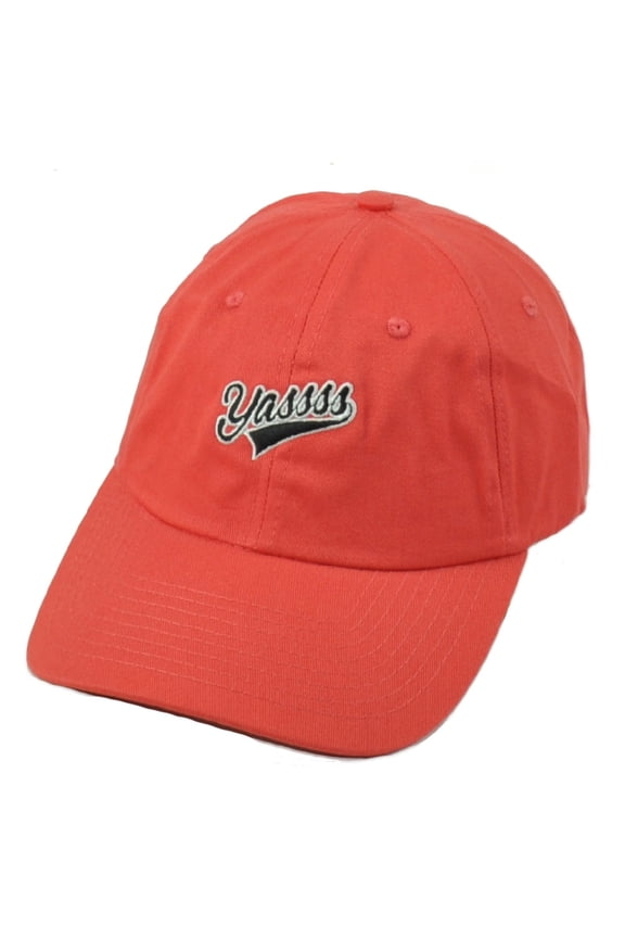 Yassss Coral Garment Wash Relaxed Curved Bill Hat Cap Sun Buckle Baseball Funny
