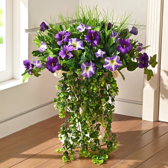 Yastouay 10Pcs Fake Plants and Flowers,Realistic Artificial Greenery for Outdoors,UV Resistant Artificial Ferns for Outdoors Front Porch Decor