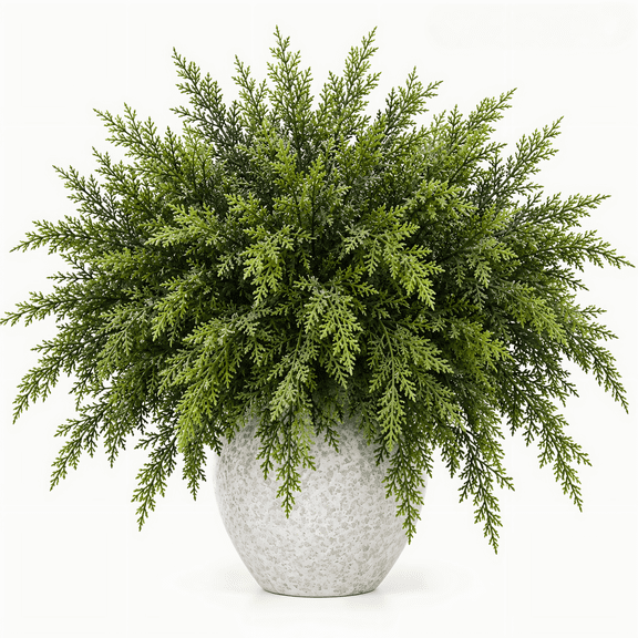 Yastouay 12 Pcs Artificial Cedar Stems 16.5 Inch Real Touch Christmas Pine Picks Faux Greenery Bushes for Christmas Decor