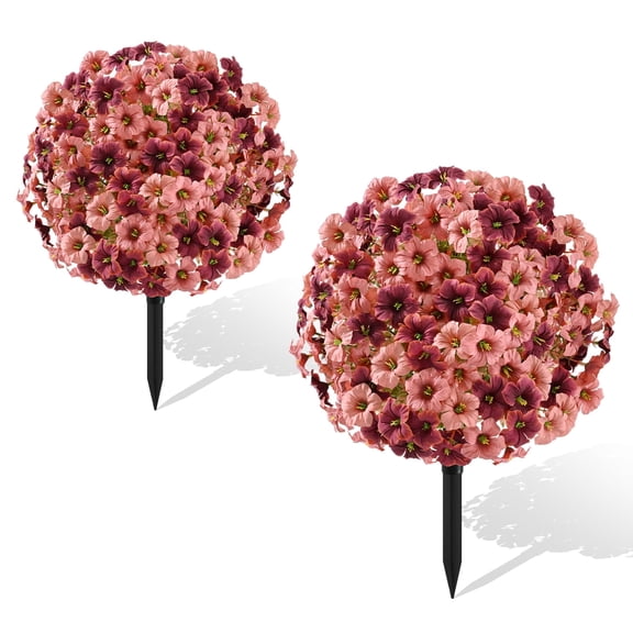 Yastouay 2 Pcs Artificial Fall Flowers Outdoor, 23" UV Resistant Fake Flowers Topiary with Spikes Fall Decorations for Home Yard Garden Proch