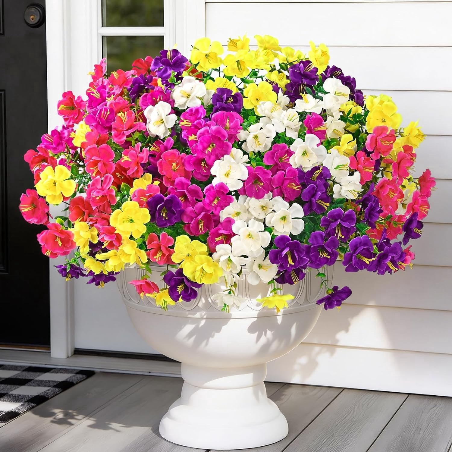 Yastouay 24 Bundles Artificial Hibiscus Flowers for Outdoors, UV Resistant Fake Flowers for Planter, Colorful Outdoor Faux Plants for Garden Balcony Yard Porch