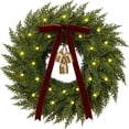 thumbnail image 1 of Yastouay 24" Cedar Wreath for Front Door with Lights, Artificial Christmas Wreath for Wall Porch Home Xmas Decor, 1 of 10