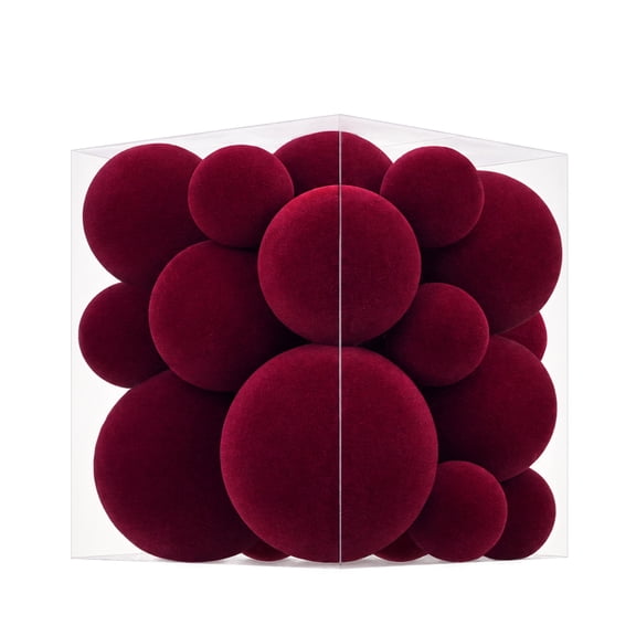 Yastouay 30 Pcs Christmas Ornaments Set,Mix Size Red Velvet Shatterproof Christmas Ball Hanging Xmas Tree for Christmas Decorations