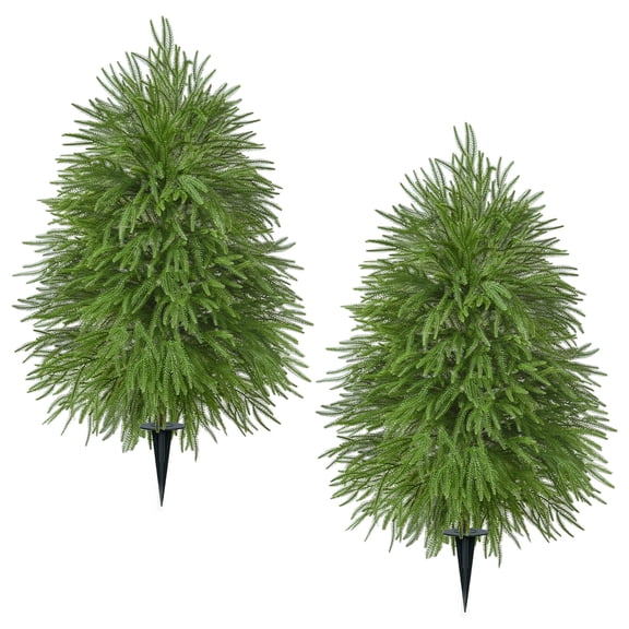 Yastouay 2Pcs Artificial Norfolk Pine Trees with Spikes 4Ft Christmas Trees for Front Porch Decor