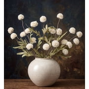 Yastouay 6Pcs Fake Chrysanthemum Flowers,21In Faux Kiku Flowers Silk Pompon Mums for Home Table Wedding Arrangements,White