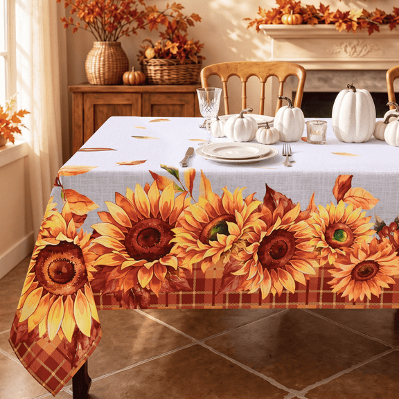 Yastouay Fall Tablecloth Sunflower Rectangle Tablecloth Autumn Thanksgiving Harvest Fall Kitchen Home Decor(60"×120")