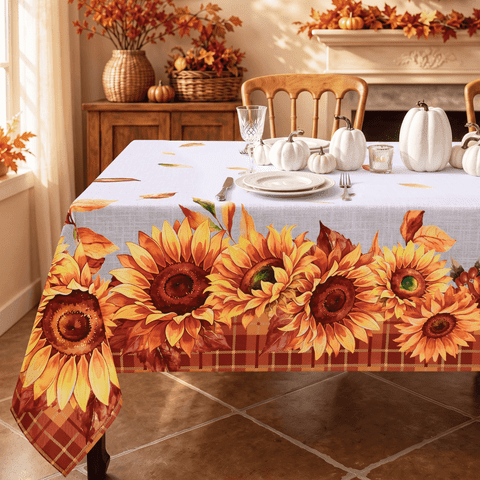 Yastouay Fall Tablecloth Sunflower Rectangle Tablecloth Autumn Thanksgiving Harvest Fall Kitchen Home Decor(60"×84")