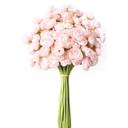 Yastouay 18 Pcs Artificial Ranunculus Flowers with Stems, 14 Inch Faux Silk Mini Ranunculus Bulk Fake Flowers for Wedding Bouquet Centerpieces Vase Home Decor, Pink