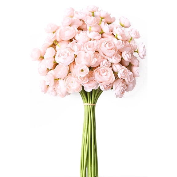 Yastouay 18 Pcs Ranunculus Artificial Flowers,14" Fake Peonies Flowers for Vase,Pink Faux Flowers for DIY Wedding Arrangement