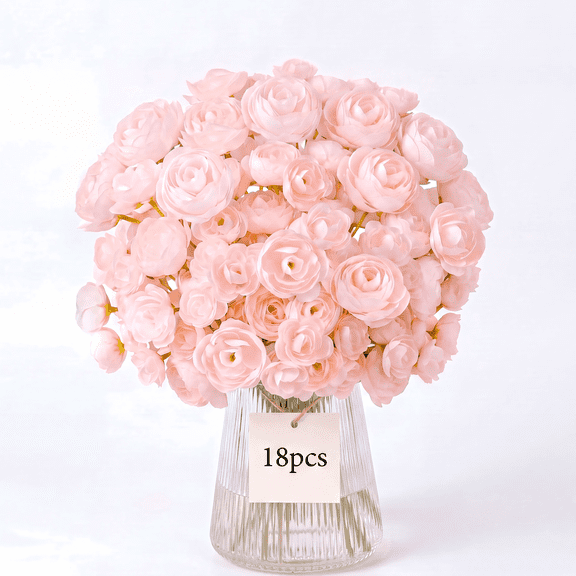 Yastouay 18 Pcs Ranunculus Artificial Flowers,14" Fake Peonies Flowers for Vase,Pink Faux Flowers for DIY Wedding Arrangement