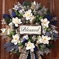 thumbnail image 1 of Yastouay 22 Inch Spring Wreaths for Front Door,Magnolia Wreath Buffalo Plaid Door Wreath for Farmhouse Decor, 1 of 10