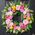 thumbnail image 1 of Yastouay 24 Inch Spring Wreath for Front Door, Summer Wreath With Artificial Hydrangeas and Peony for Farmhouse Decor, 1 of 10