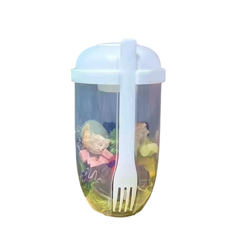 Yasu Salad Cup with Fork Transparent Salad Cup Transparent Body Salad Cup with Lid Fork Capacity Breakfast Cup for Office Students, Size: Large