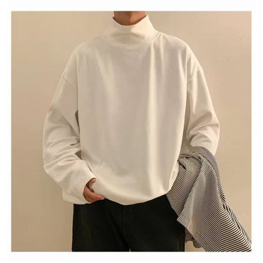 Yasuk Autumn Winter Fashion Man Solid Casual TShirts Turtleneck Men's Loose Slim Bottom Double Faced Velvet Sweater Cool Boys