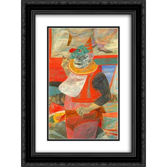 Yasuo Kuniyoshi 2x Matted 18x24 Black Ornate Framed Art Print 'Mr. Ace '