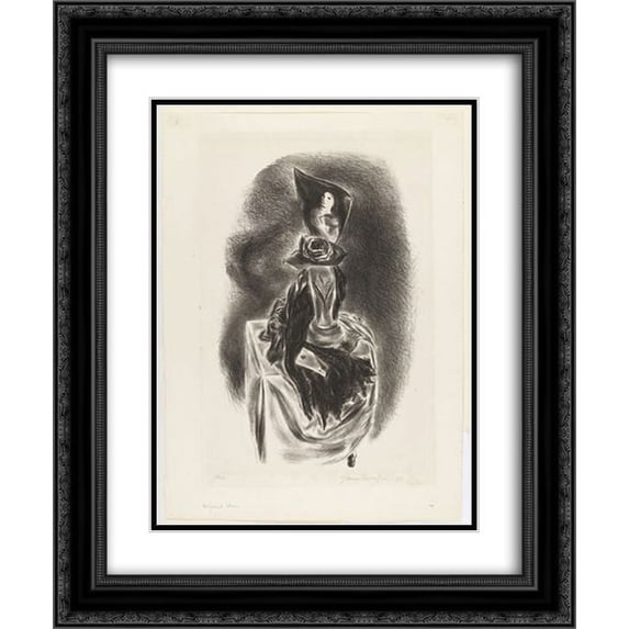 Yasuo Kuniyoshi 2x Matted 20x24 Black Ornate Framed Art Print 'Artificial Flower '