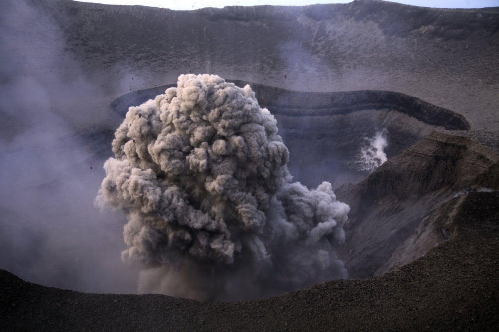 Yasur eruption Tanna Island Vanuatu Canvas Art - Martin RietzeStocktrek Images (17 x 12)
