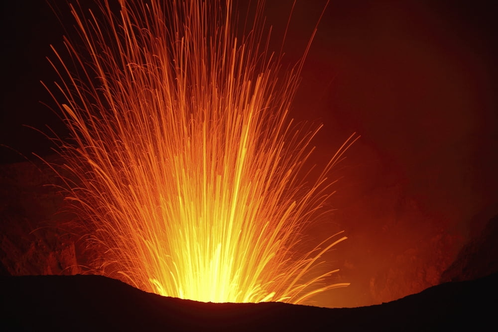 Yasur eruption Tanna Island Vanuatu Canvas Art - Martin RietzeStocktrek Images (34 x 23)