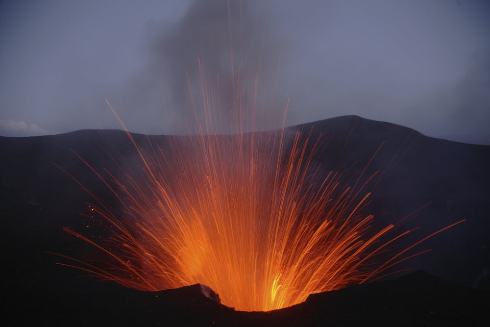 Yasur eruption Tanna Island Vanuatu Canvas Art - Martin RietzeStocktrek Images (34 x 23)