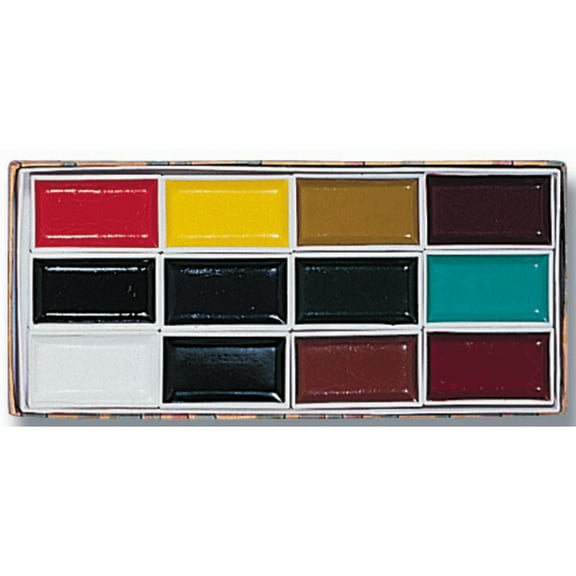 Yasutomo Traditional Japanese Watercolor Pans - Set of 12, Traditional Colors