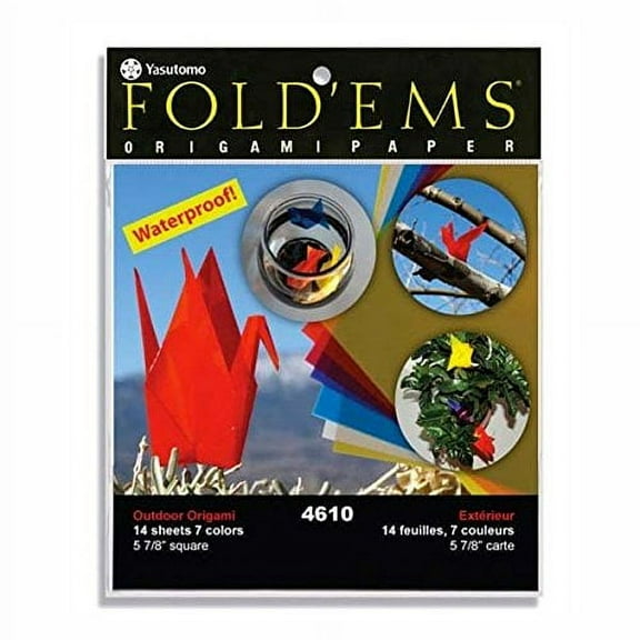 Yasutomo – Fold ‘Ems Origami Paper – Waterproof Outdoor Paper – Assorted Colors, 14 Sheets, 5.8 x 5.8 inches