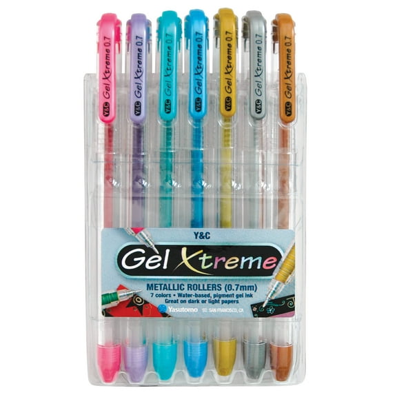 Yasutomo Gel Xtreme Pen Set, 7-Colors, Metallic