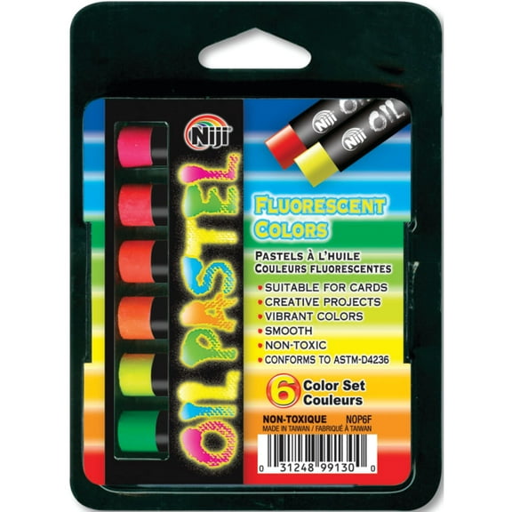 Yasutomo Niji Oil Pastel Set, 6-Colors, Fluorescent Colors