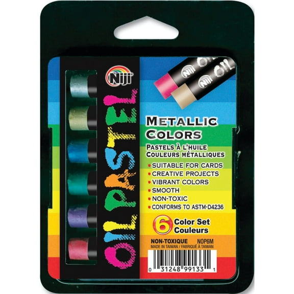 Yasutomo Niji Oil Pastel Set, 6-Colors, Metallic Colors