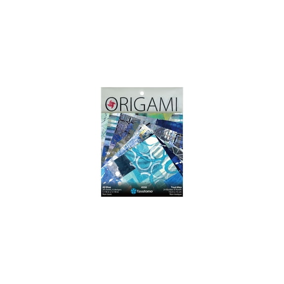 Yasutomo Origami Collage All Blue with 6 Patterns, 5.87-inch Square, 24 Sheets, Paper Crafts, Scrapbooking