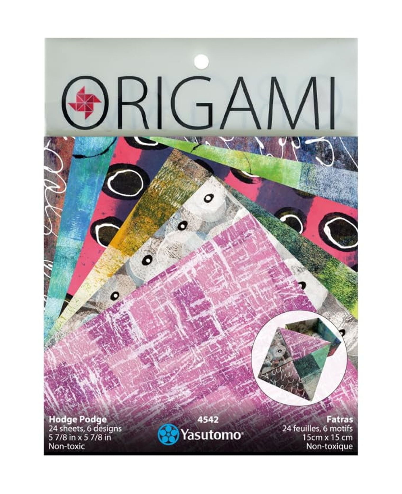 Yasutomo Origami Painted Paper Hodge Podge with 6 Patterns and 24 Sheets, Size 5 7/8‚Äù Square, Arts and Crafts Supplies