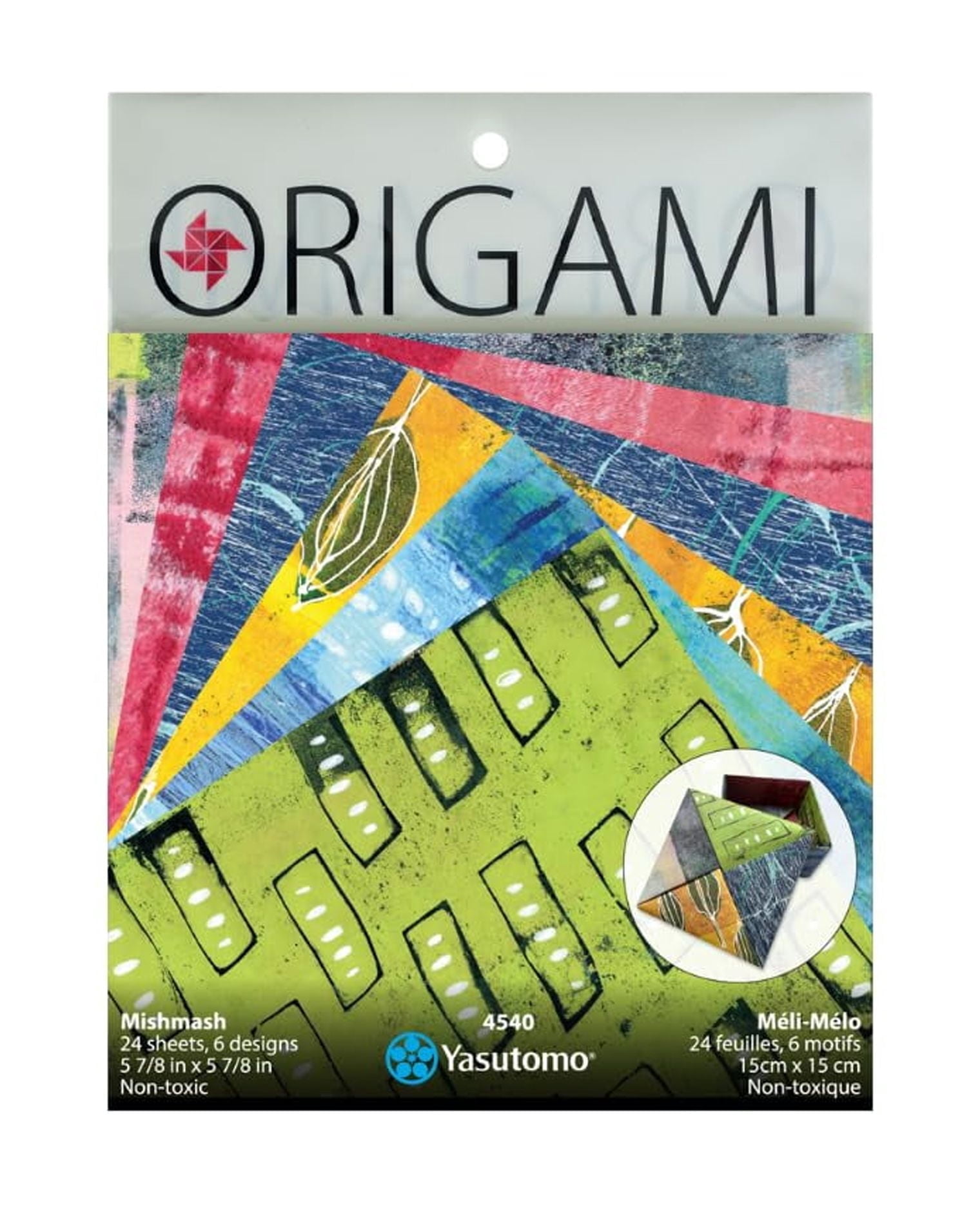 Yasutomo Origami Painted Paper Mishmash, with 6 Patterns and 24 Sheets, Size 5 7/8‚Äù Square, Arts and Crafts Supplies