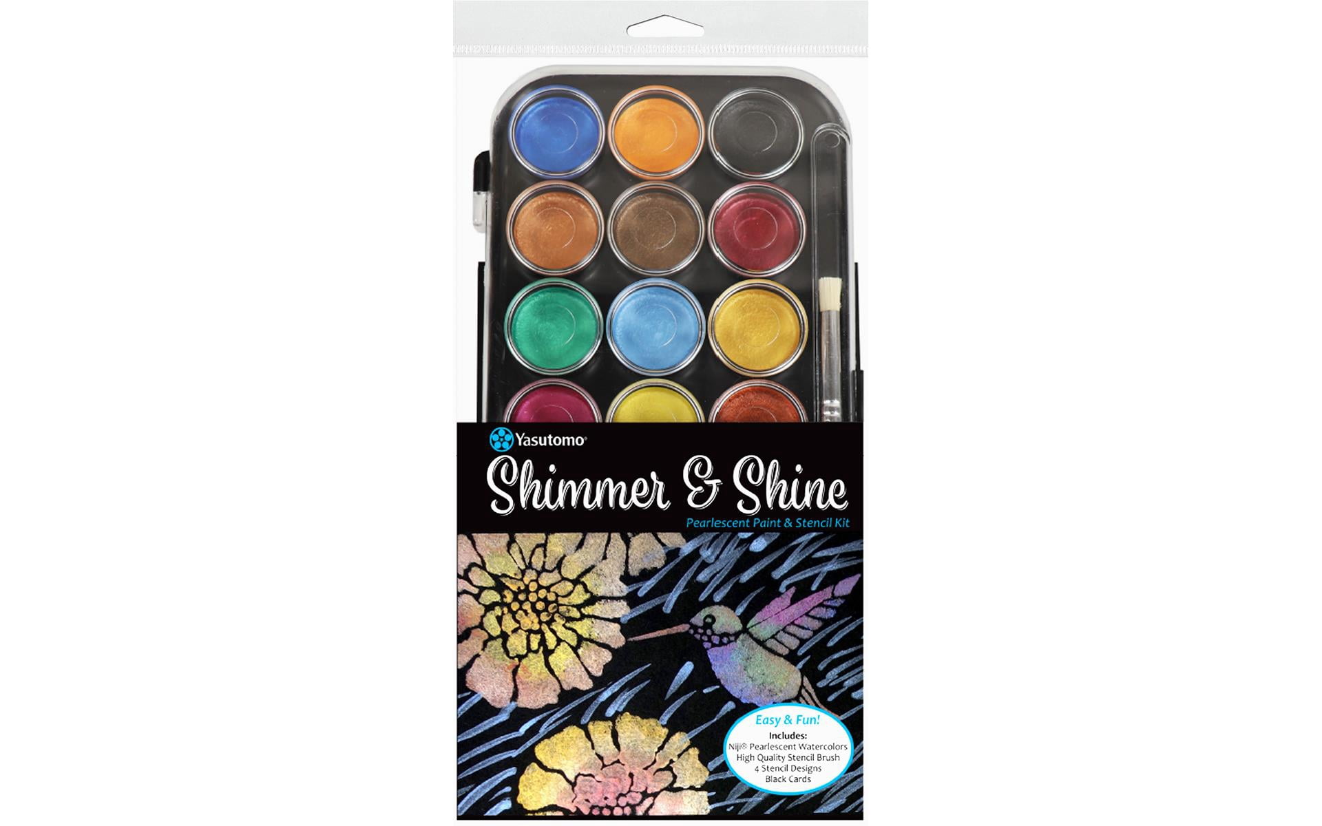 Niji Pearlescent Watercolor Pans - Yasutomo Pearlescent Paint & Stencil Kit