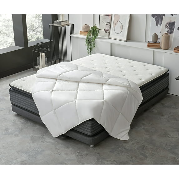 Yatas Bedding Corbell All-Season Comforter, Machine Washable, Delicate and Soft Filled White Fluffy Lightweight Quilt, 200 TC 100% Cotton Cover, Bedding Duvet Inserts & Bed Sets, White (Queen)