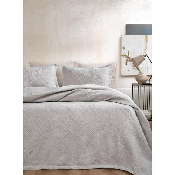 Yatas Bedding Queen Size Brio Bedspread Set - Stone