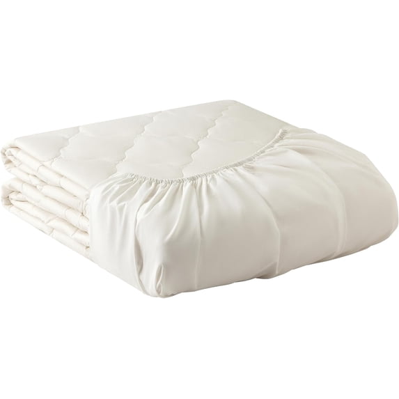Yatas Bedding Wool Mattress Protector, Mattress Cover with 100% Cotton Cover & Special Certificated Wool Filling, Bed Cover and Protector, Ecru (Twin XL Size - 18'' Depth)